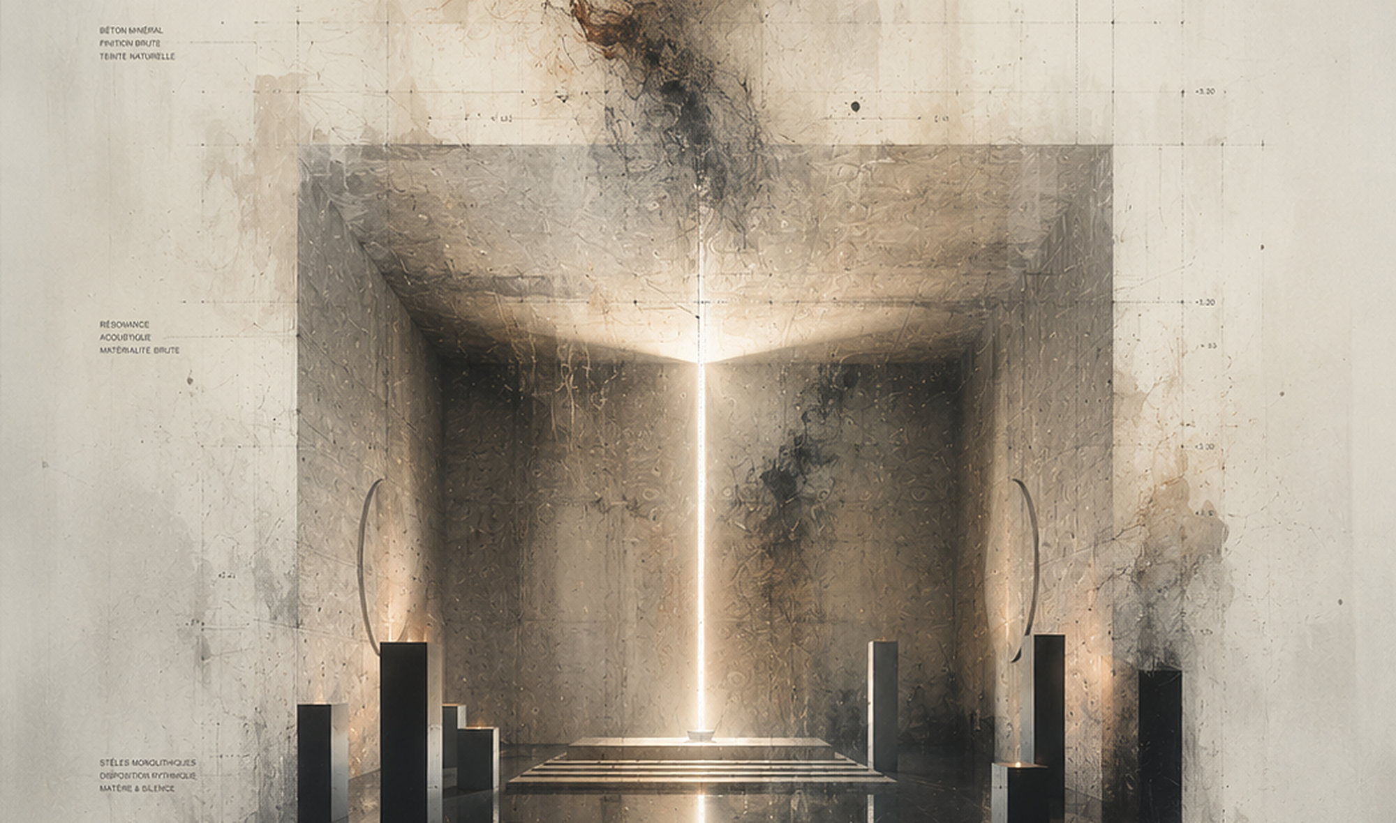 RÉSONANCE — la chambre, sa faille de lumière et son miroir d'eau
